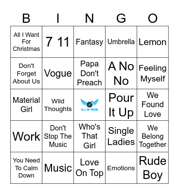 Madonna, Rihanna, Mariah, Taylor & Beyonce Bingo Card