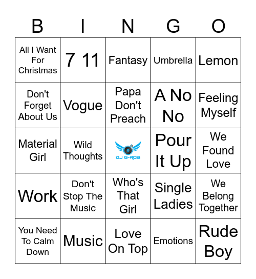 Madonna, Rihanna, Mariah, Taylor & Beyonce Bingo Card