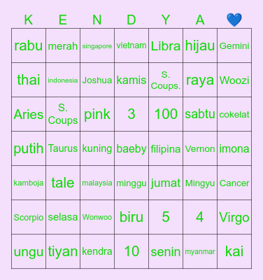 RINDU Bingo Card