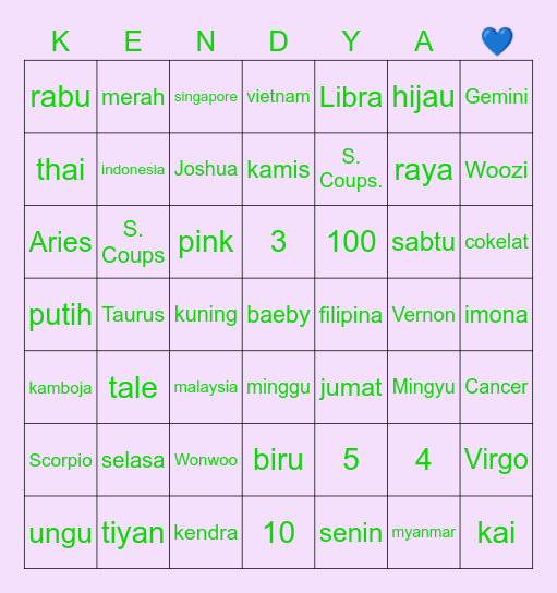 RINDU Bingo Card