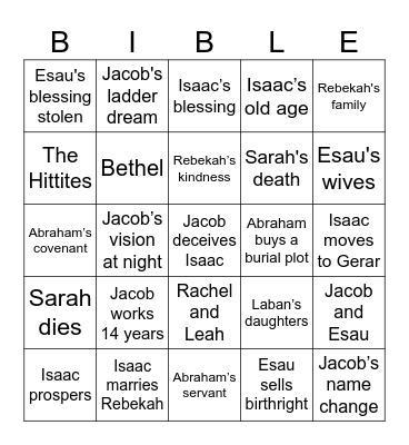 Genesis 23-28 Bingo Card