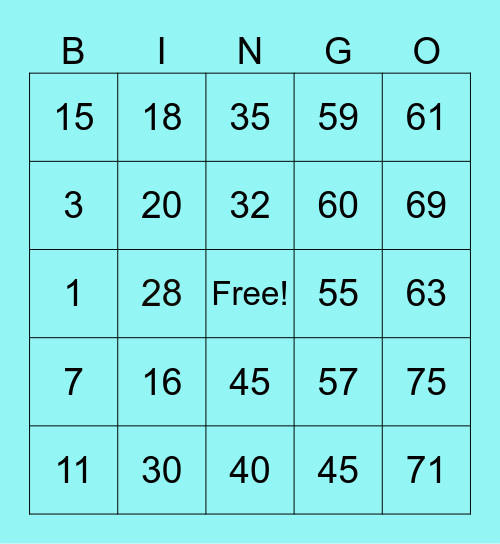 Dela Cruz Ada Marie Bingo Card