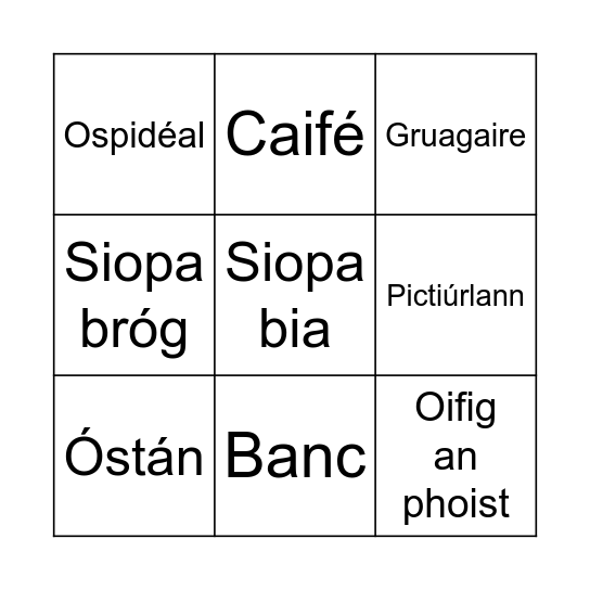 Na Siopaí Bingo Card
