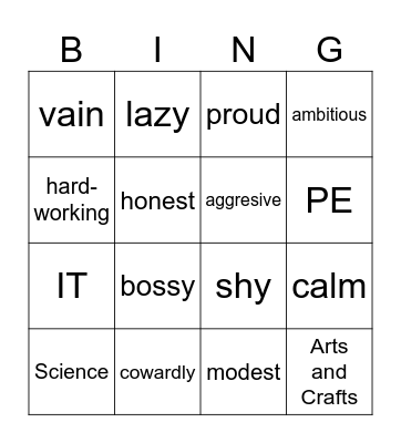 4,4 Bingo Card