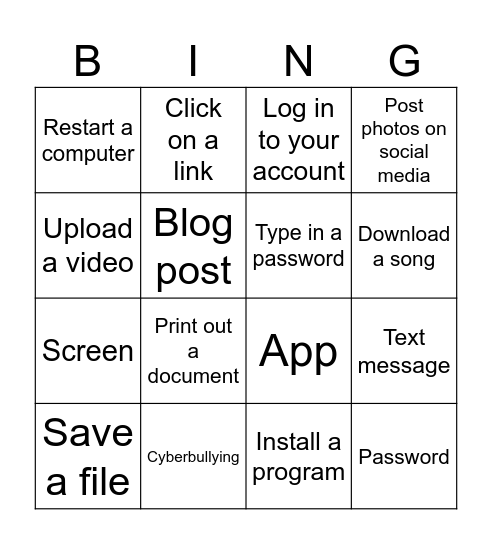 6,6 Bingo Card
