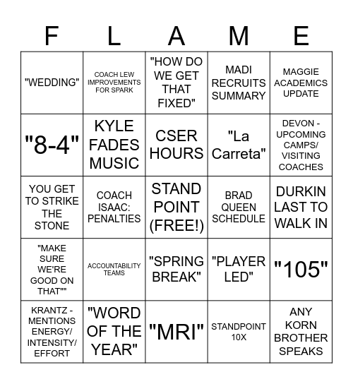 STAFF Bingo Card