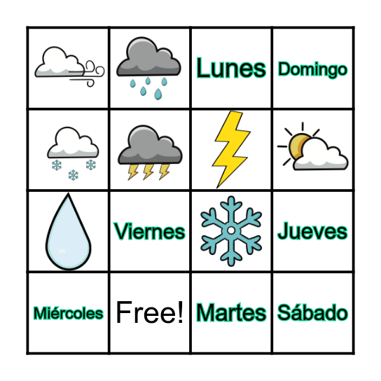 El tiempo Bingo Card