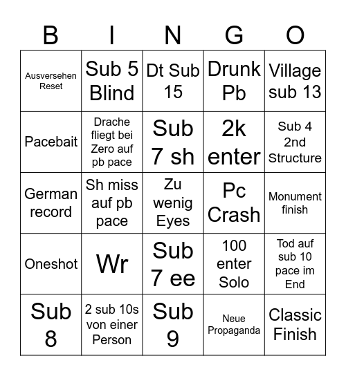PB Dash Bingo Card