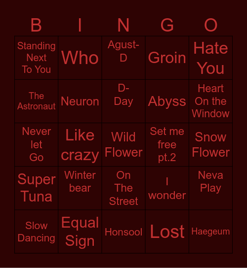 Libra(@Joonlildimples_) Bingo Card