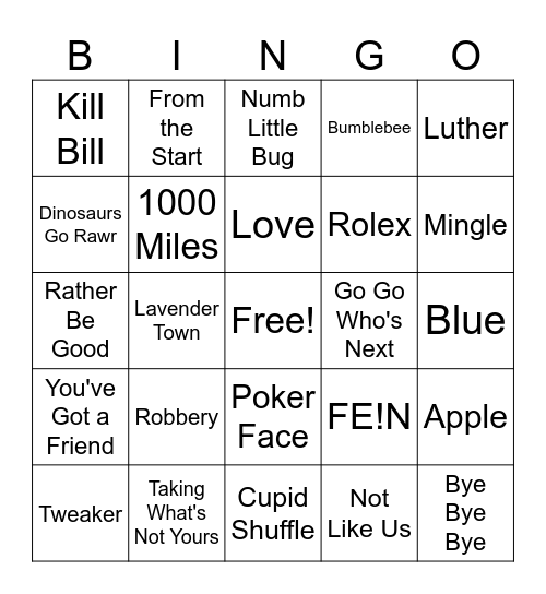 Band 5 Bingo Card
