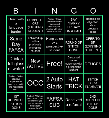 Friday (2/21) Fun Day! Bingo Card