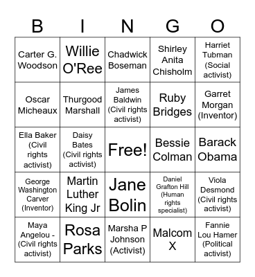 Black History Month BINGO Card