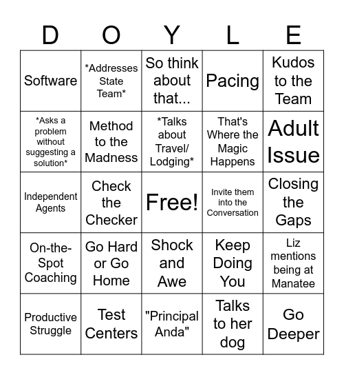 Doyle Bingo Card