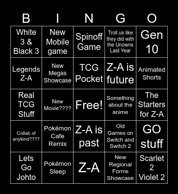 Pokémon Day 2025 Bingo Card