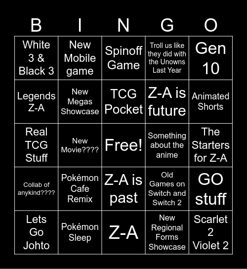Pokémon Day 2025 Bingo Card