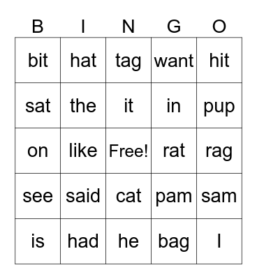 Red/Orange Bingo Card