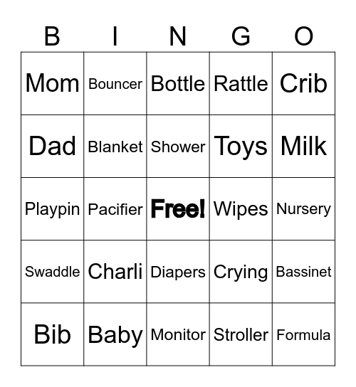 Baby Bingo Card