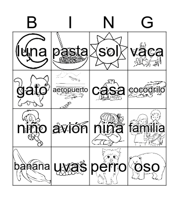 SPANISH BINGO 1 Bingo Card