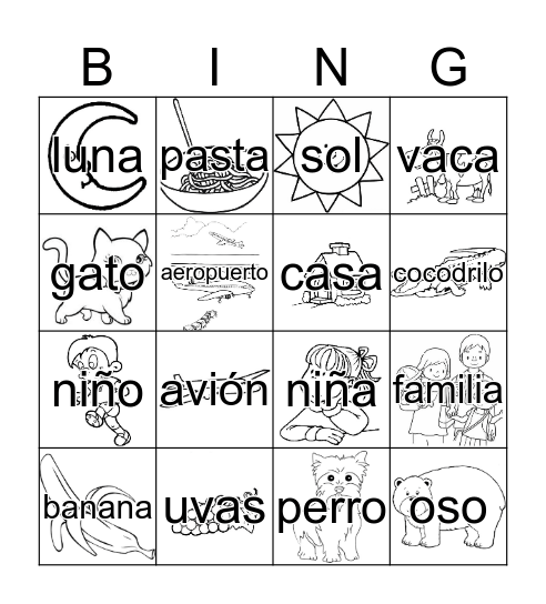 SPANISH BINGO 1 Bingo Card