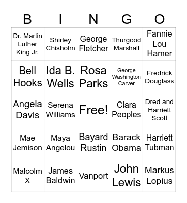 Black History Bingo Card
