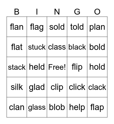 L-Blends Bingo Card