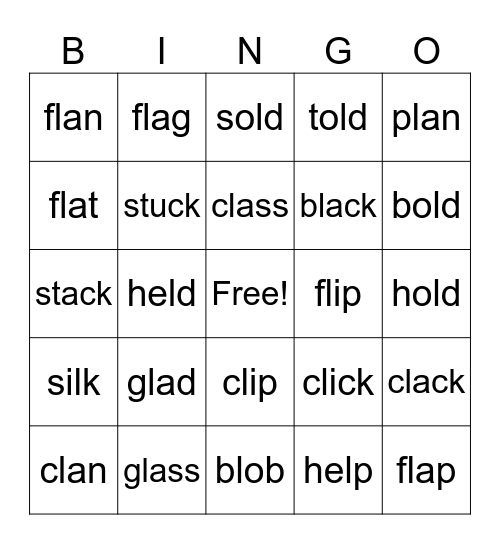 L-Blends Bingo Card