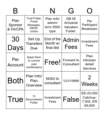 Fun Friday Bingo Card