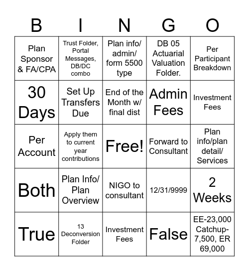 Fun Friday Bingo Card