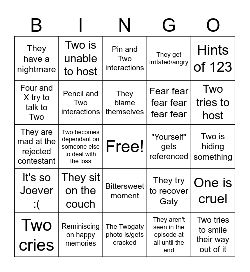 Two Mental Health Bingo Card
