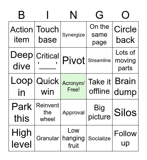 Lingo Bingo Card