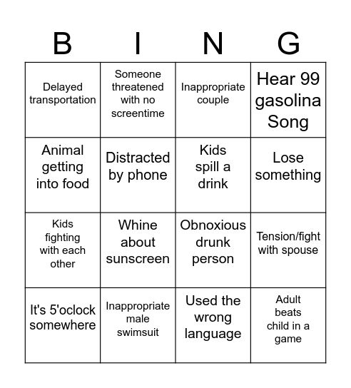 Mexico Bingo Card