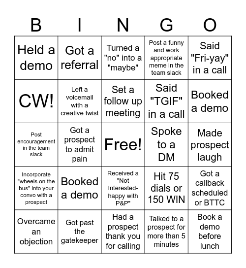 TGIF- DIAL and DEAL Bingo Card