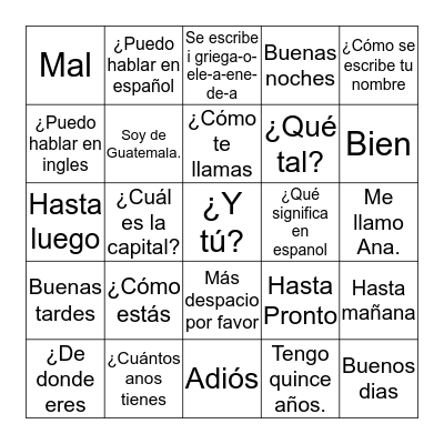LOS SALUDOS Bingo Card