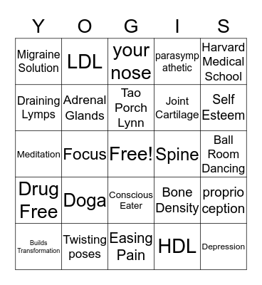 Namaste Bingo Card