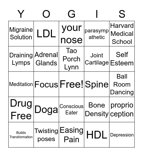 Namaste Bingo Card