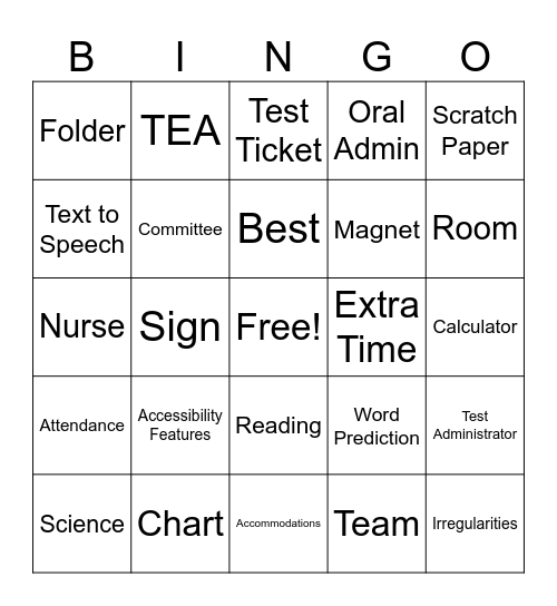 STAAR Training 2025 Bingo Card