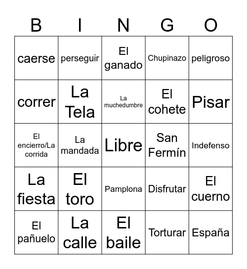 La fiesta de San Fermín Bingo Card