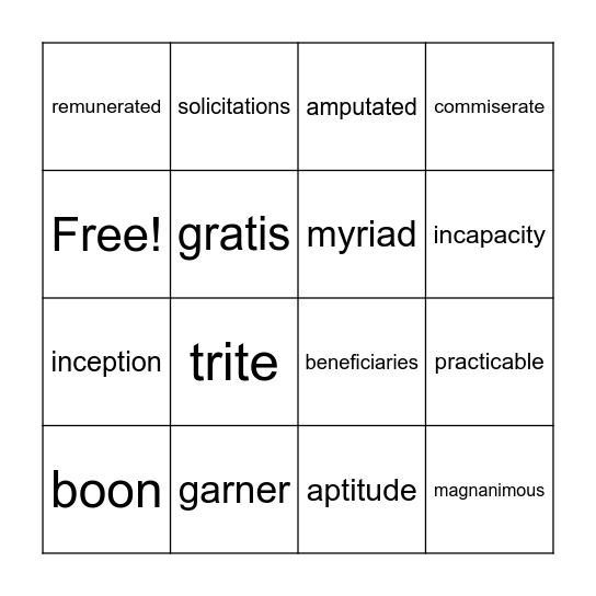 Lesson 10 Bingo Card