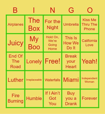 Musical Bingo Card