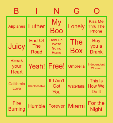 Musical Bingo Card