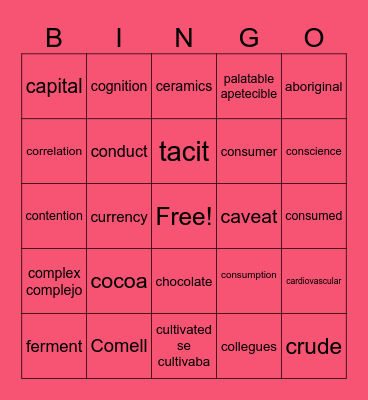 Chocolate Collection Bingo Card