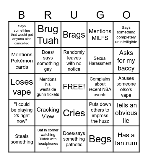 Brug Bingo Card