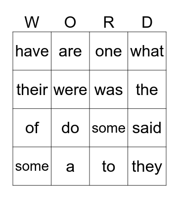 1st Grade Sight Words Bingo Card