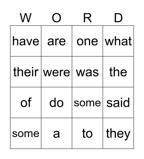 1st Grade Sight Words Bingo Card