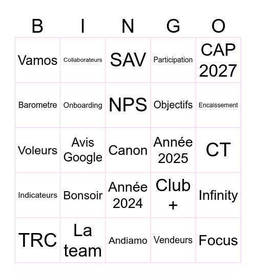 Pauline Bingo Card