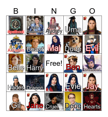 Jane's Descendants Bingo Card