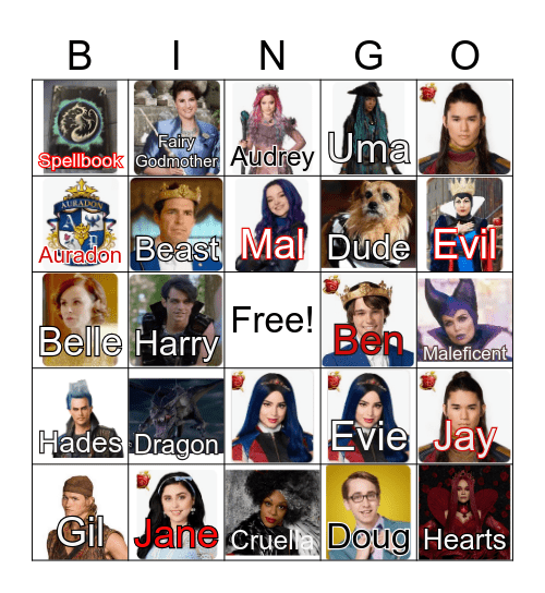 Jane's Descendants Bingo Card