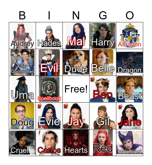 Jane's Descendants Bingo Card