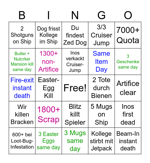 Lethales Bingo Card