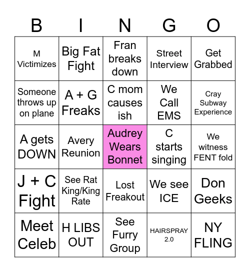 NYC! Bingo Card